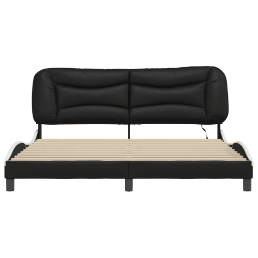 Estrutura de Cama de casal moderno com LED - 180x200cm pretobranco