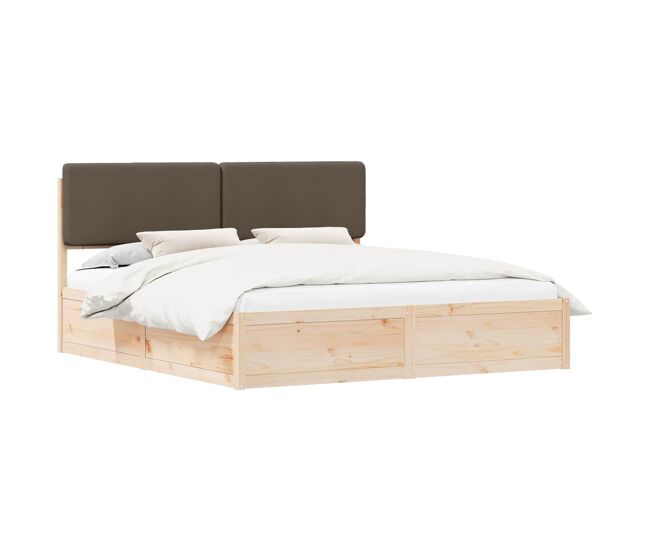 Estructura de cama matrimonial estilo con cabecera tapizada taupé 180 x 200 cm