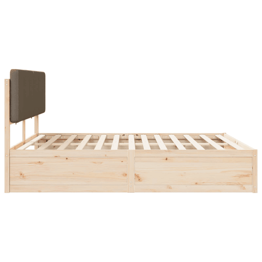 Estrutura de Cama de casal moderno com Cabeceira Estofada Cinzento-acastanhado