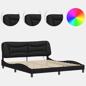 Estrutura de Cama de casal moderno com LED - 180x200cm preto