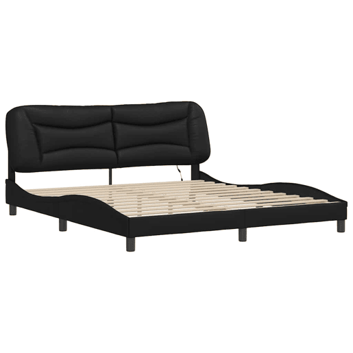 Estrutura de Cama de casal moderno com LED - 180x200cm preto
