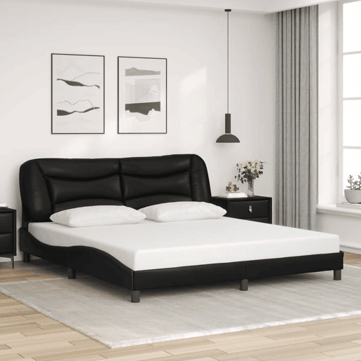 Estrutura de Cama de casal moderno com LED - 180x200cm preto