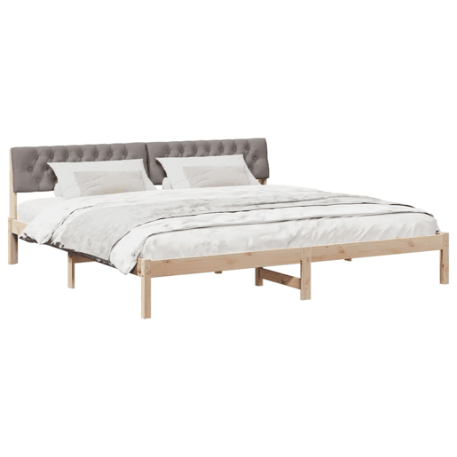 Estrutura de cama de casal com cabeceira - Marrom e taupe 200 x 200 cm