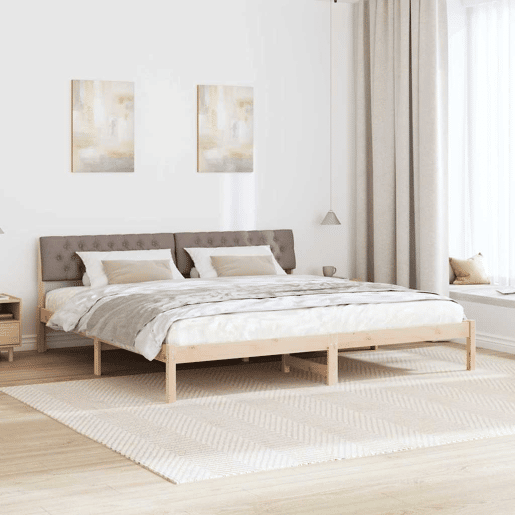 Estrutura de cama de casal com cabeceira - Marrom e taupe 200 x 200 cm