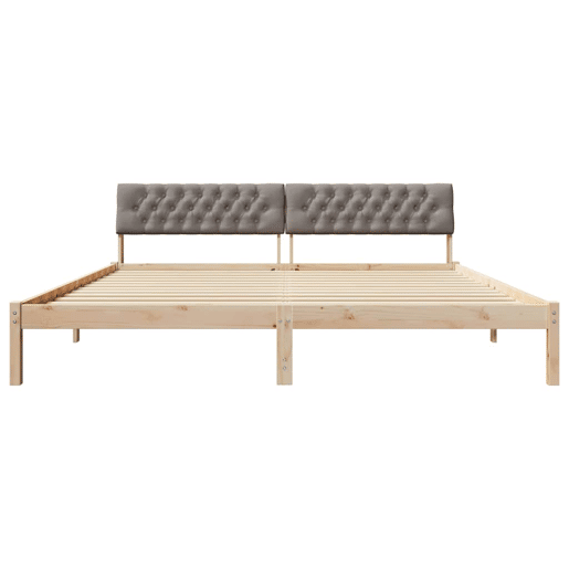 Estrutura de cama de casal com cabeceira - Marrom e taupe 200 x 200 cm