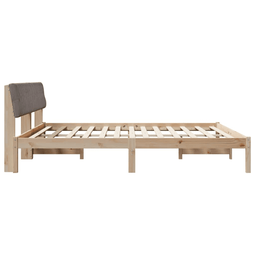 Estrutura de cama de casal com cabeceira - Marrom e taupe 200 x 200 cm