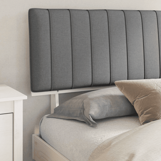 Estrutura de Cama de casal moderno com Cabeceira Estofada Cinzento-claro