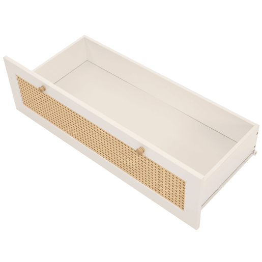 Armário roupeiro 180x85x52 cm - 2 portas, gaveta grande, prateleiras ajustáveis, rattan - Branco