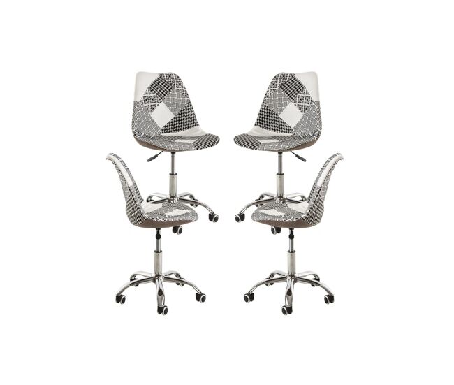 Pack 4 sillas neo patchwork - patchwork blanco y negro
