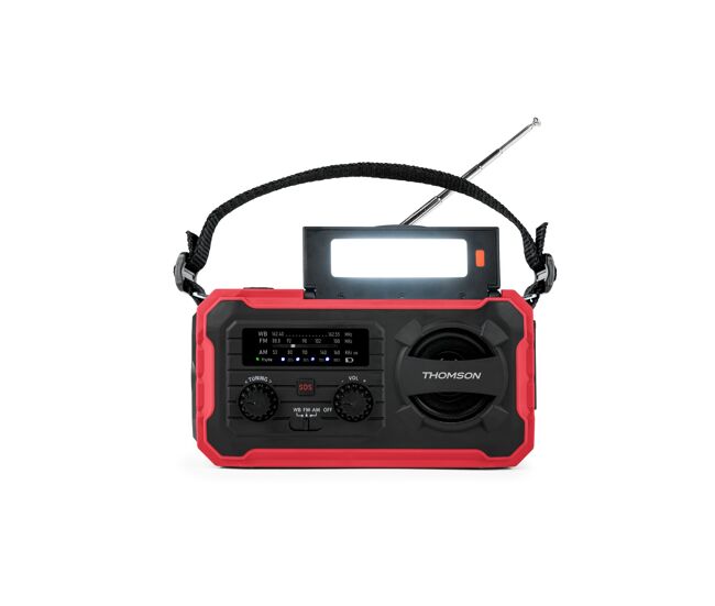 Radio solar de emergencia fm/am con manivela portátil función powerbank solar 8000 mah recargable usb-c linterna luz de lectura led sin pilas con dinamo rt280r