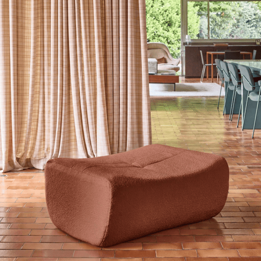 Pufe e apoio para os pés para o módulo Sokol em tecido bouclé Terracota - 88x70x35 cm
