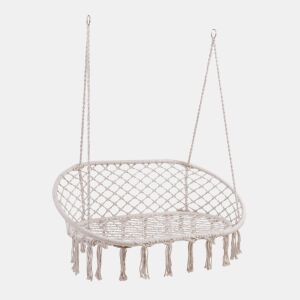 Cadeira suspensa Kailua Estilo Boho para 2 pessoas 135x129x65 cm branco creme casa.pro
