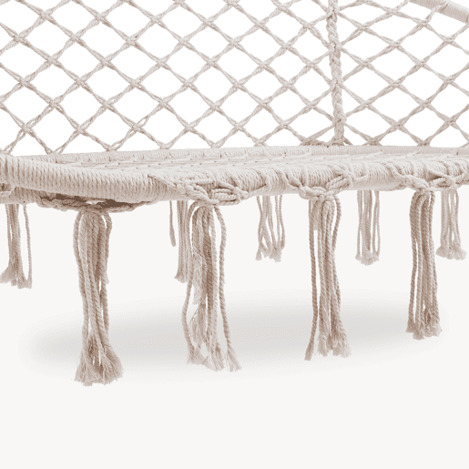 Cadeira suspensa Kailua Estilo Boho para 2 pessoas 135x129x65 cm branco creme casa.pro