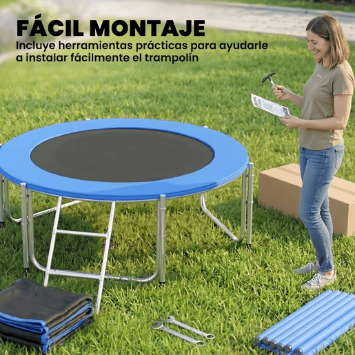 SPORTNOW Cama Elástica para Crianças Exterior Ø183 cm, Trampolim para +6 Anos com Rede de Segurança, Escada, Acolchoamento de Molas e Estrutura de Aço Galvanizado, Capacidade 80 kg