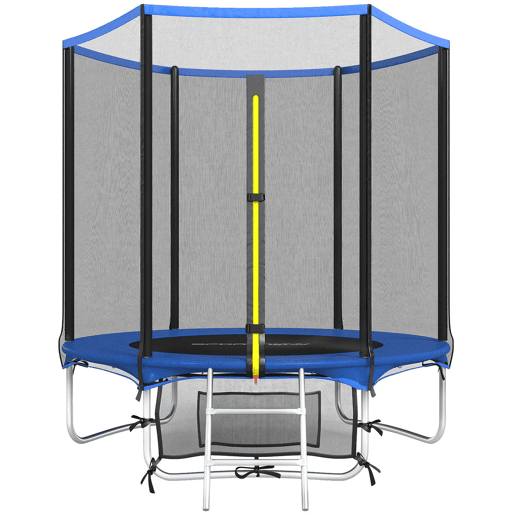 SPORTNOW Trampolim para Crianças Exterior Ø183 cm Trampolim com Rede de Segurança Escada de 2 Degraus Cobertura de Molas Saco de Armazenamento Carga Máx. 80 kg Azul