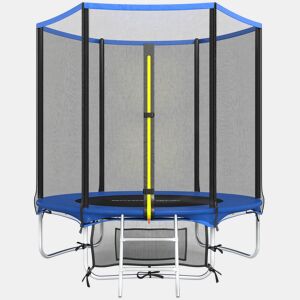 SPORTNOW Trampolim para Crianças Exterior Ø183 cm Trampolim com Rede de Segurança Escada de 2 Degraus Cobertura de Molas Saco de Armazenamento Carga Máx. 80 kg Azul