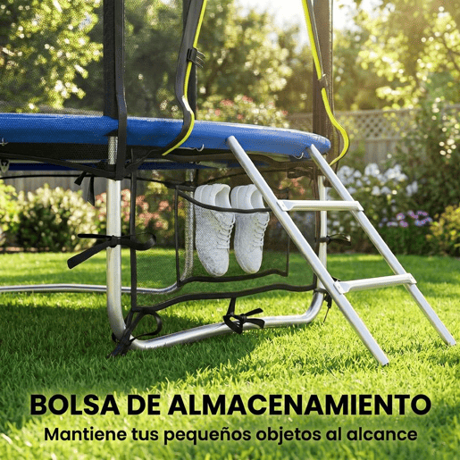 SPORTNOW Trampolim para Crianças Exterior Ø183 cm Trampolim com Rede de Segurança Escada de 2 Degraus Cobertura de Molas Saco de Armazenamento Carga Máx. 80 kg Azul