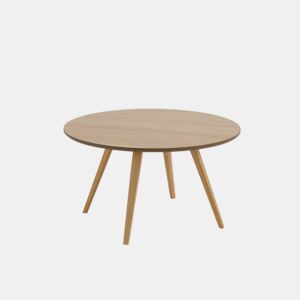 Mesa de centro com 80 cm de diâmetro em contraplacado de carvalho