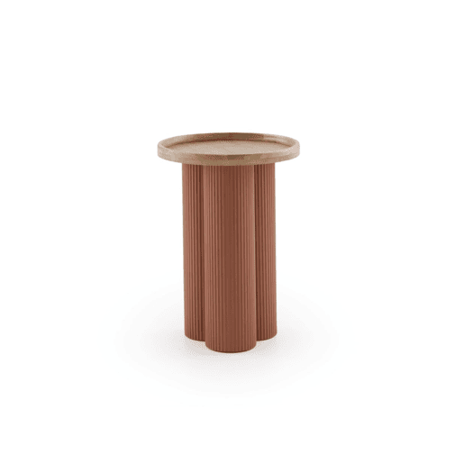 Mesa de centro em metal cor terracota e madeira de hevea Mesa de centro em metal cor terracota e madeira de hevea