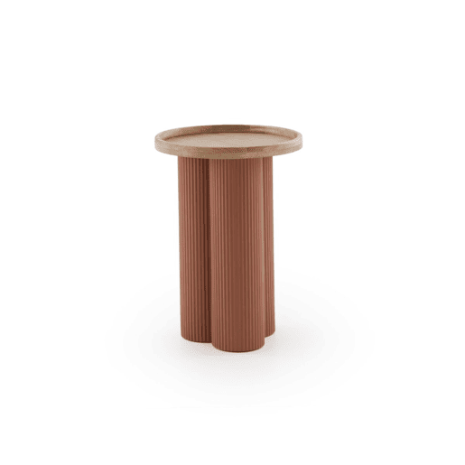 Mesa de centro em metal cor terracota e madeira de hevea Mesa de centro em metal cor terracota e madeira de hevea