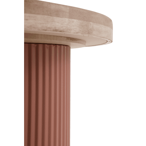 Mesa de centro em metal cor terracota e madeira de hevea Mesa de centro em metal cor terracota e madeira de hevea