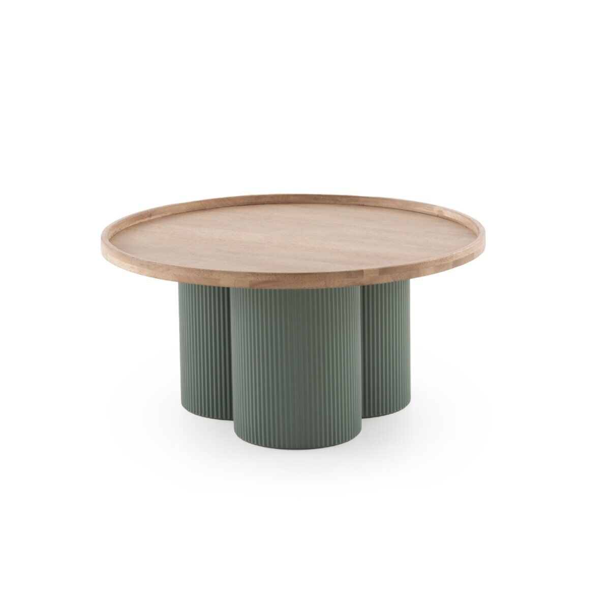 Mesa centro metal y madera de hevea 75x75