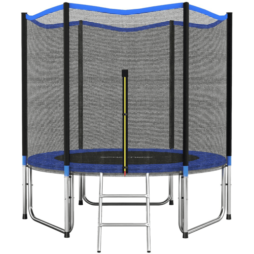 SPORTNOW Trampolim para Crianças Exterior Ø305 cm Trampolim para Crianças +6 Anos com Rede de Segurança Escada Acolchoamento de Molas e Estrutura em Aço Galvanizado Carga 120 kg Azul