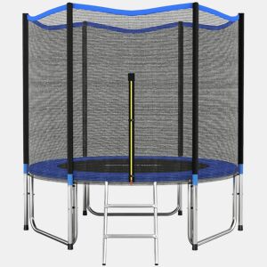 SPORTNOW Trampolim para Crianças Exterior Ø305 cm Trampolim para Crianças +6 Anos com Rede de Segurança Escada Acolchoamento de Molas e Estrutura em Aço Galvanizado Carga 120 kg Azul
