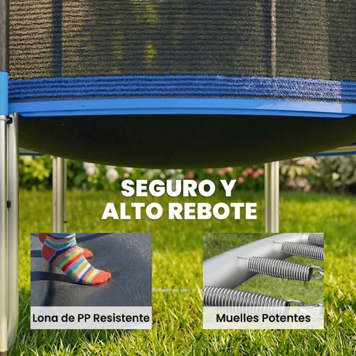 SPORTNOW Trampolim para Crianças Exterior Ø305 cm Trampolim para Crianças +6 Anos com Rede de Segurança Escada Acolchoamento de Molas e Estrutura em Aço Galvanizado Carga 120 kg Azul