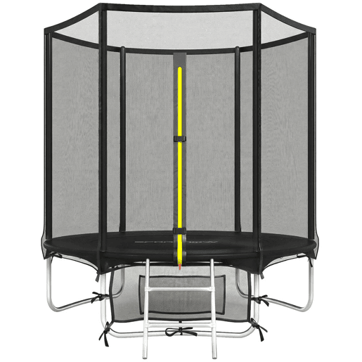 SPORTNOW Trampolim para Crianças Exterior Ø183 cm Trampolim com Rede de Segurança Escada de 2 Degraus Cobertura de Molas Saco de Armazenamento Carga Máx. 80 kg Preto