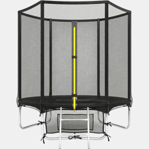 SPORTNOW Trampolim para Crianças Exterior Ø183 cm Trampolim com Rede de Segurança Escada de 2 Degraus Cobertura de Molas Saco de Armazenamento Carga Máx. 80 kg Preto