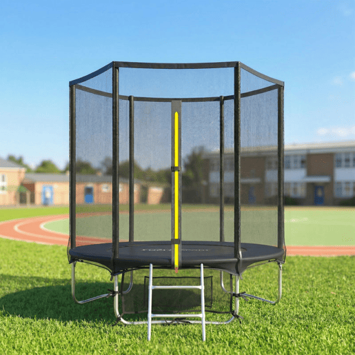 SPORTNOW Trampolim para Crianças Exterior Ø183 cm Trampolim com Rede de Segurança Escada de 2 Degraus Cobertura de Molas Saco de Armazenamento Carga Máx. 80 kg Preto
