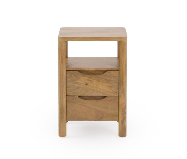 Mesita de noche 2 cajónes madera maciza de mango