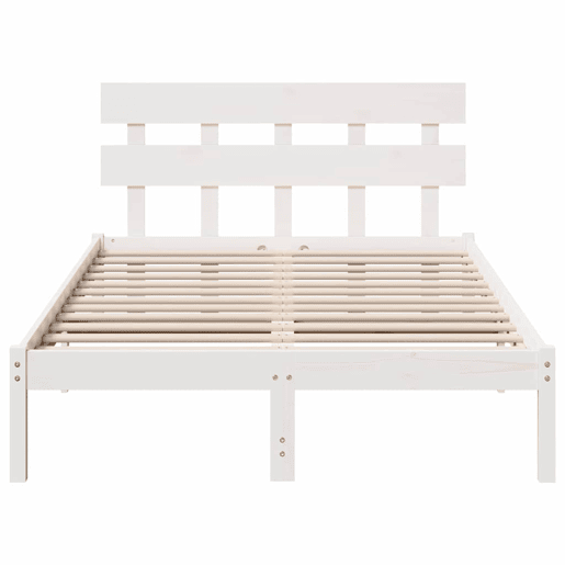 Estrutura da Cama de casal simple Branco 135 x 190 cm Madeira de pinho maciça