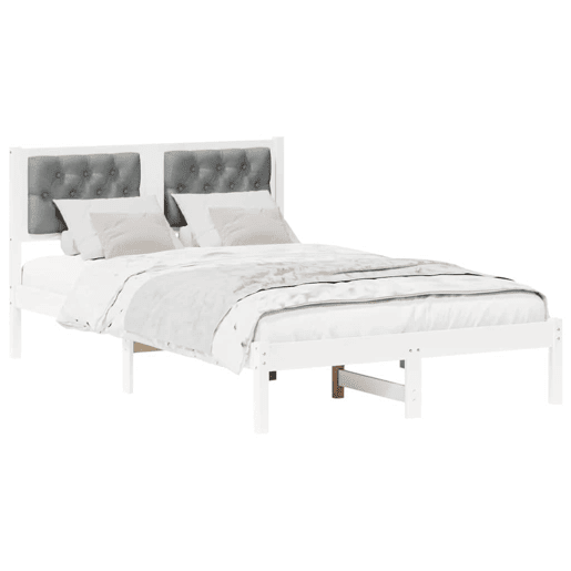 Estrutura da Cama de casal simple com cabeceira Cinzento-claro 135 x 190 cm