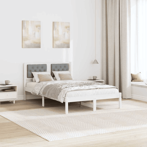 Estrutura da Cama de casal simple com cabeceira Cinzento-claro 135 x 190 cm