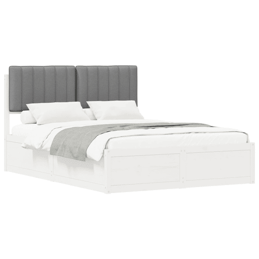 Estrutura de Cama de casal moderno com Cabeceira Estofada Cinzento-claro