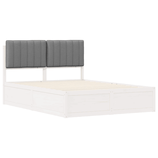Estrutura de Cama de casal moderno com Cabeceira Estofada Cinzento-claro