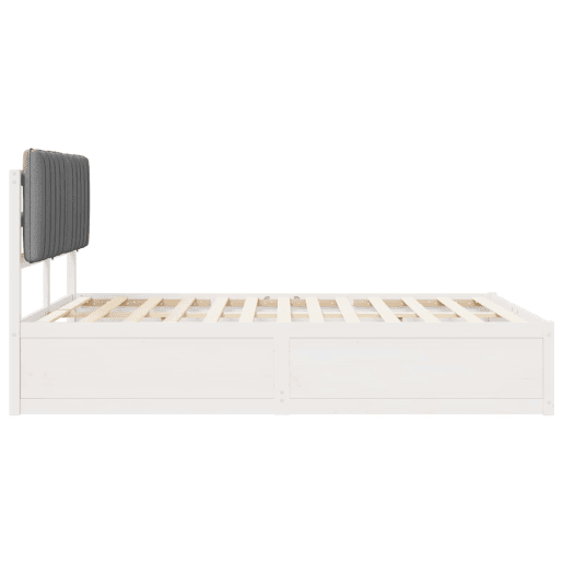 Estrutura de Cama de casal moderno com Cabeceira Estofada Cinzento-claro