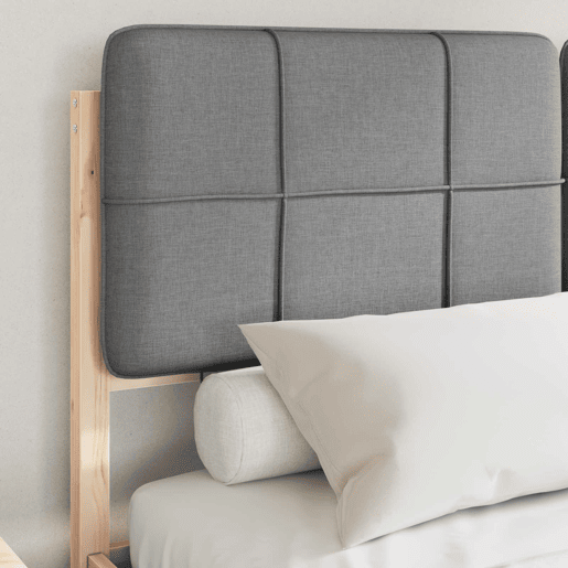 Estrutura de Cama de casal moderno com Cabeceira Estofada Cinzento-claro