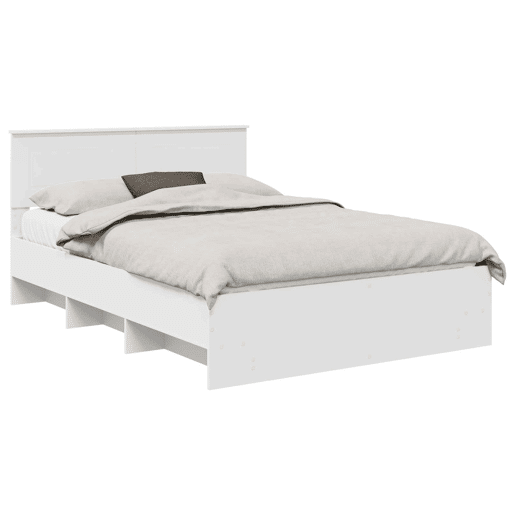 Estrutura De Cama De Casal Simple - Branco 140 x 200 cm Madeira processada Estrutura De Cama De Casal Simple - Branco 140 x 200 cm Madeira processada