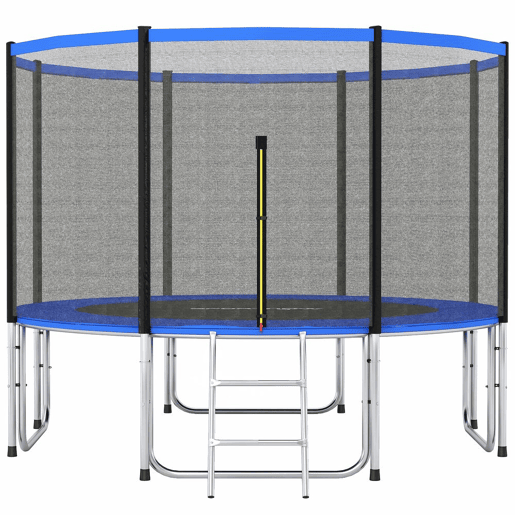 SPORTNOW Trampolim para Crianças Exterior Ø366 cm Trampolim para Crianças +6 Anos com Rede de Segurança Escada Acolchoamento de Molas e Estrutura em Aço Galvanizado Carga 150 kg Azul