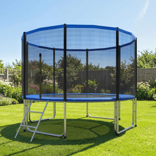 SPORTNOW Trampolim para Crianças Exterior Ø366 cm Trampolim para Crianças +6 Anos com Rede de Segurança Escada Acolchoamento de Molas e Estrutura em Aço Galvanizado Carga 150 kg Azul