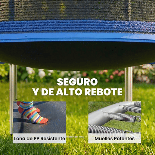SPORTNOW Trampolim para Crianças Exterior Ø366 cm Trampolim para Crianças +6 Anos com Rede de Segurança Escada Acolchoamento de Molas e Estrutura em Aço Galvanizado Carga 150 kg Azul