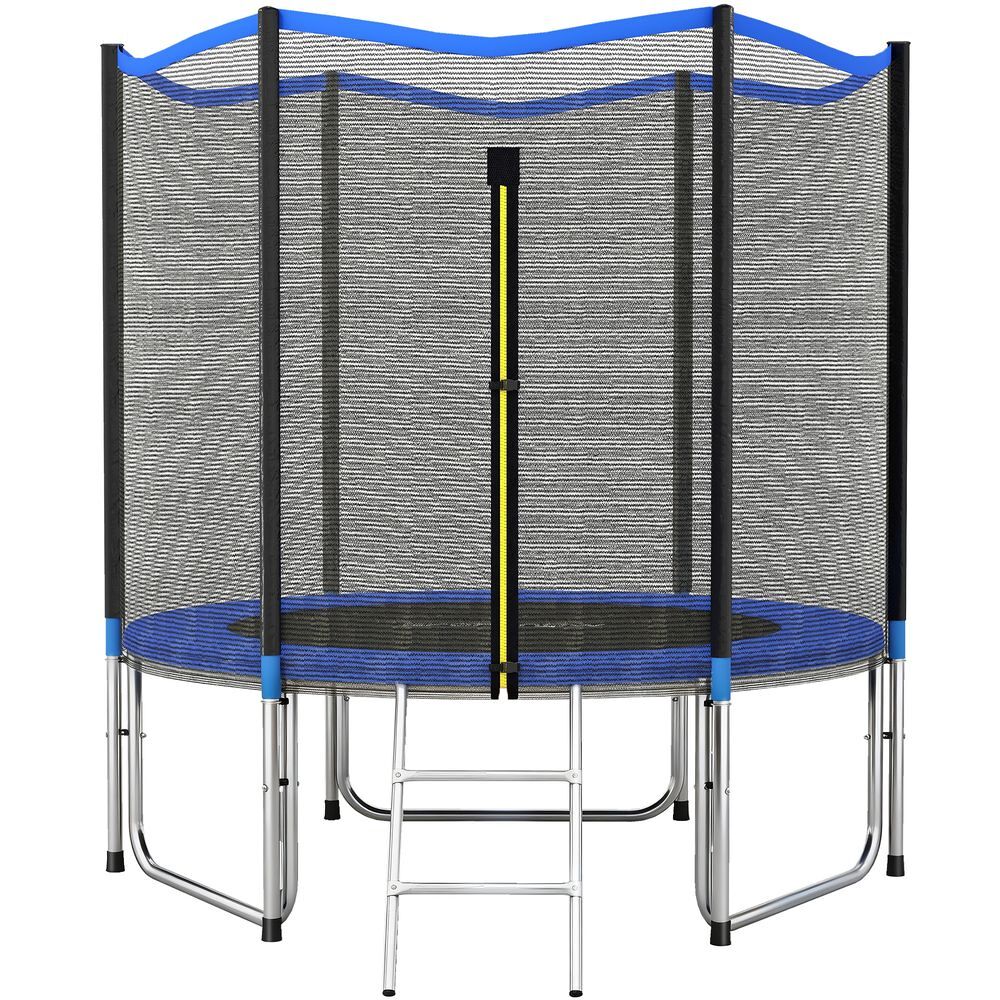 Sportnow cama elástica para niños exterior ø244 cm, trampolín para niños de +6 años con red de seguridad, escalera, acolchado de muelles y marco de acero galvanizado, carga 100 kg