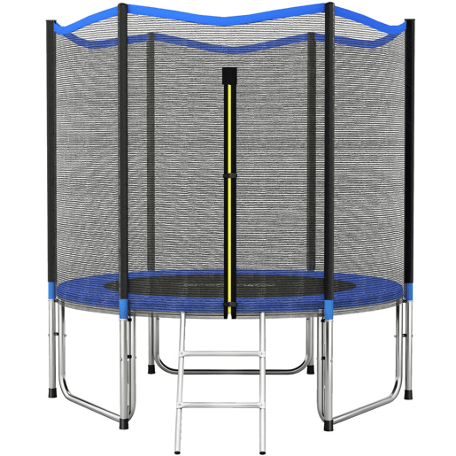 SPORTNOW Trampolim para Crianças Exterior Ø244 cm Trampolim para Crianças +6 Anos com Rede de Segurança Escada Acolchoamento de Molas e Estrutura em Aço Galvanizado Carga 100 kg Azul