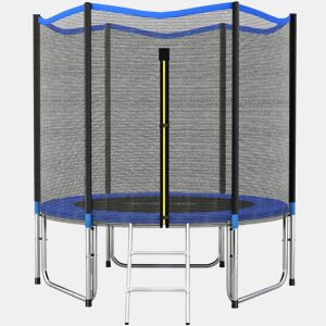 SPORTNOW Trampolim para Crianças Exterior Ø244 cm Trampolim para Crianças +6 Anos com Rede de Segurança Escada Acolchoamento de Molas e Estrutura em Aço Galvanizado Carga 100 kg Azul