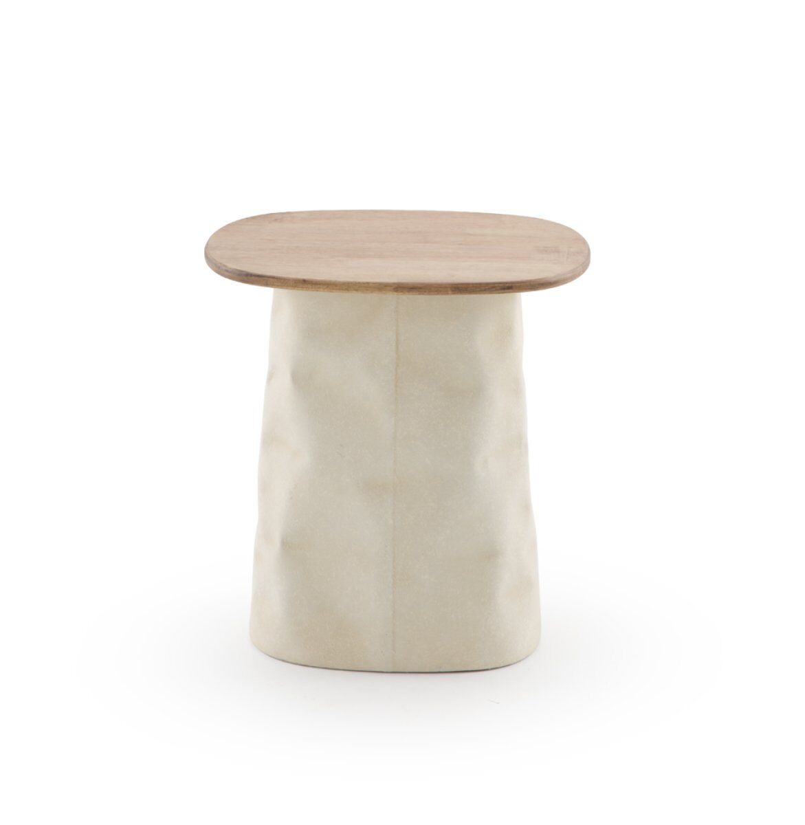 Mesa centro metal  y madera de hevea 34x34