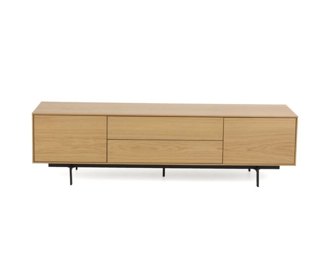 Mueble TV 2 puertas y 2 cajónes chapado en roble natural