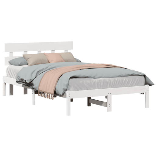 Estrutura da Cama de casal simple Branco 120 x 200 cm Madeira de pinho maciça